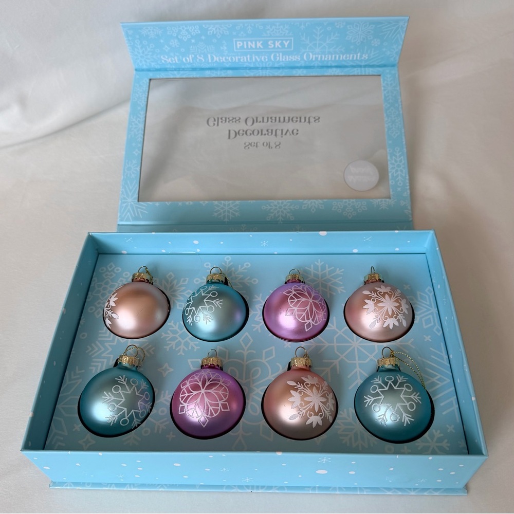 Pink Sky Decorative Glass Ornaments, Set of 8 - Picture 7 of 9